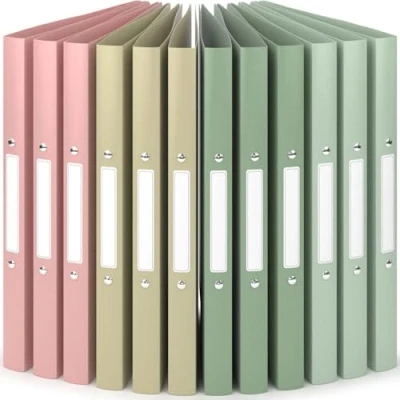 Afbeelding van ACROPAQ 12 x Ringmap A4 2 ringen Ringbanden met Rug etiketen, breedte 2,5 cm, Aarde, &#039;Natuur&#039; Kleurencollectie Ordners rings A4, ringen, Ordner