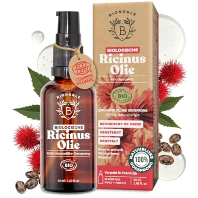Afbeelding van BIOLOGISCHE RICINUSOLIE 100% Puur, Natuurlijk &amp; Koudgeperst Wimpers, Wenkbrauwen, Lichaam, Haar, Baard, Nagels Vegan Cruelty Free Castor Oil Glazen fles + Pipet Pompje (50ml)