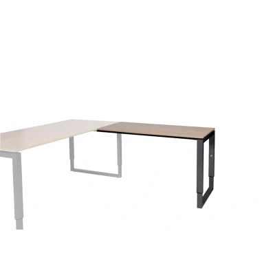 Afbeelding van Domino Plus aanbouwtafel, hoogte instelbaar (62 85cm) met 120x60cm &#039;zwevend&#039; havana/ kersen licht 25mm blad en zwart (RAL9005) O poot frame