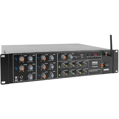 Afbeelding van Pyle 8 Kanaals Draadloze Bluetooth Power Versterker 4000W Rackmontage Multi Zone Geluidsmixer Audio Thuis Stereo Ontvanger Box Systeem met RCA, USB, AUX Voor Luidspreker, PA, Theater, Studio/Podium