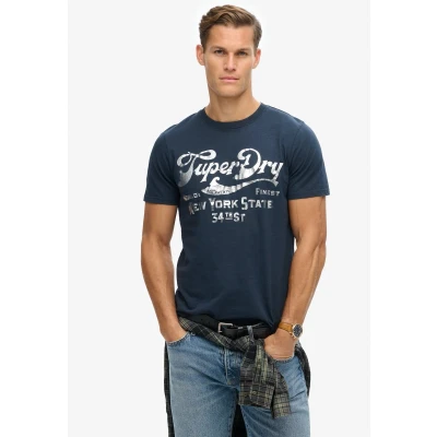 Afbeelding van Superdry Workwear Tshirt print, Heren, Maat: XL, Eclipse navy slub