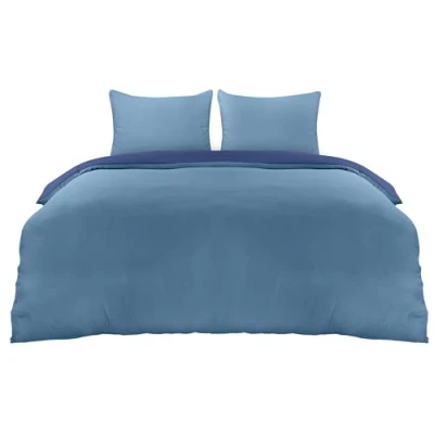 Afbeelding van Utopia Bedding Dekbedovertrek Set Zachte Microvezel 200x200cm met Kussenslopen 80x80cm Beddengoed Donkerblauw En Lichtblauw