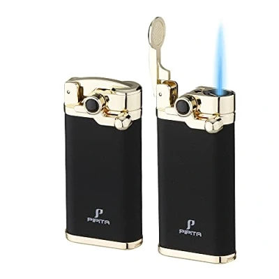 Afbeelding van PIPITA Zakaansteker 2 Pack Single Jet Flame Navulbare Butaan Torch Gas Aansteker met Punch Metalen Aanmaakblokjes (Butaan NIET Inbegrepen)