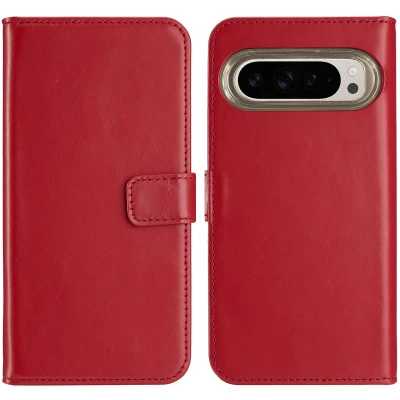 Afbeelding van Google Pixel 9 Pro Hoesje Echt leder Selencia Bookcase Rood Telefoonhoesje