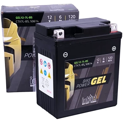 Afbeelding van intAct Bike Power GEL12 7Z S, CTZ7 motoraccu 12V 6 Ah 120 A (EN), onderhoudsvrije gel met 30% meer startvermogen, voor scooters, motoren, quads, zitmaaiers