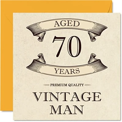 Afbeelding van Vintage 70e verjaardagskaarten voor mannen 70 jaar oud leuke verjaardagskaart opa vader echtgenoot oom broer wenskaarten 145 mm x wenskaarten,