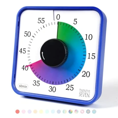 Afbeelding van Visuele timer 7,5 inch, 60 minuten 1 uur afteltimer voor kinderen klaslokaal onderwijsgereedschap thuiskantoor vergadering, mechanische aftelklok examentijdmanagement magnetisch, kleurrijk en