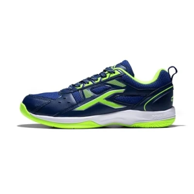 Afbeelding van Hundred Raze Non Marking professionele badmintonschoenen voor heren (marineblauw/limoen, maat: UK 4/US 5/EU 38) Materiaal Bovenwerk: Polyester, Zool: Rubber Geschikt indoortennis/squash/tafeltennis/basketbal en padel