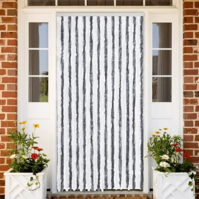 Afbeelding van Vliegengordijn 100x230 cm chenille grijs en wit