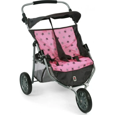 Afbeelding van Bayer Chic Poppenbuggy tweeling Jogger (lichtroze/ster)