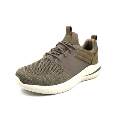 Afbeelding van Skechers Heren Delson 3.0 Cicada Gebreide Bungee Lace Slip On, Kaki gebreid gaas W synthetisch, 44 EU