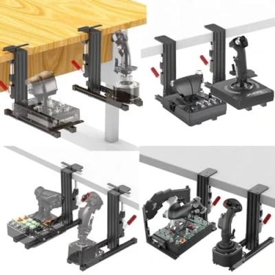 Afbeelding van 2 Set Desk Mount voor Flight Sim controller, compatibel met Thrustmaster Warthog 10C&amp;Throttle/X52/X55/X56/Turtle Beach Flightstick/Winwing Orion 1&amp;2/VPC T 50CMS/T.16000M FCS/TCA Officer Pack Airbus
