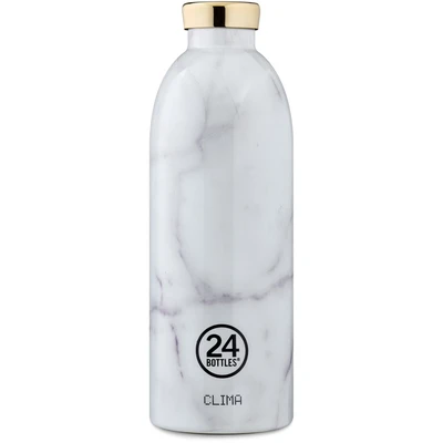 Afbeelding van Thermosfles Wit Carrara 850 Ml RVS 24Bottles Grand Collection 8,4 X 25 Cm