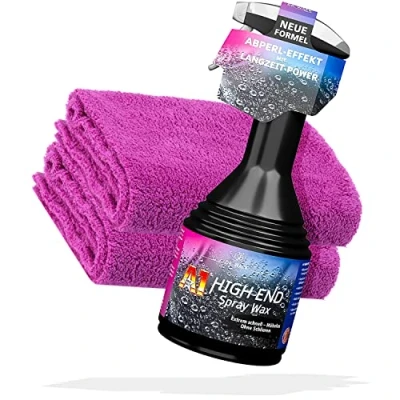 Afbeelding van Detailmate Dr. Wack lakreiniging en verzorgingsbundel: A1 High End Spray Wax 500 ml spuitfles + 2 x Edgeless Superfleece microvezeldoek 550 g/m²