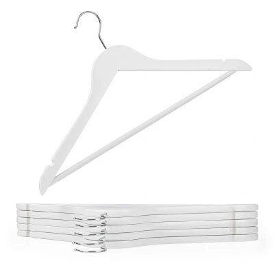 Afbeelding van Blumtal Set van 20 Kledinghangers Hoogwaardige Kleerhangers Hout Antislip Met inkepingen Wit