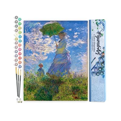 Afbeelding van Figured&#039;Art Schilderen op Nummer Volwassenen canvas De Wandeling Monet Handwerk acrylverf Kit DIY Compleet 40x50cm zonder frame