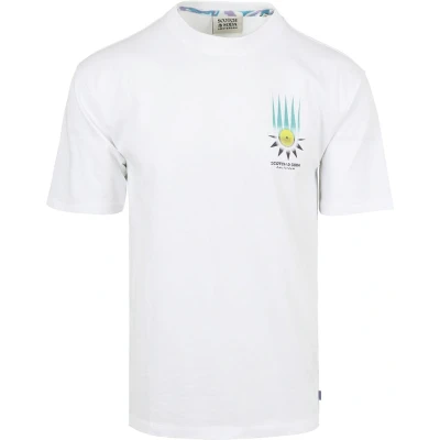 Afbeelding van Scotch &amp; Soda Front AND BACK Artwork Tshirt print, Heren, Maat: Medium, Weiß