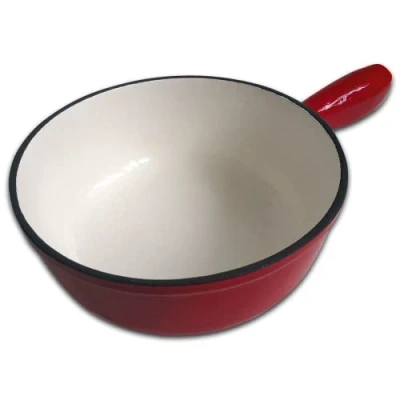 Afbeelding van Rotel 1010150 fondue fonduepot van gietijzer, geschikt voor alle warmtebronnen, ook inductie, inhoud 2 liter, rood, diameter 21,5 cm