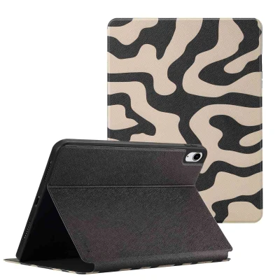 Afbeelding van Selencia Tablet Hoes Geschikt voor iPad 10 (2022) 10.9 inch 10e generatie Vivid Tablethoes Meerkleurig /Art Wave Black