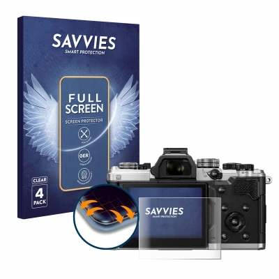 Afbeelding van Savvies Screenprotector voor OM System 3 Folie Beschermfolie transparant volledig dekking (4 Stuks)