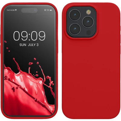 Afbeelding van kwmobile Case voor iPhone 15 Pro Slank TPU Hoesje met Zachte Afwerking In klassiek rood