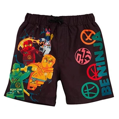 Afbeelding van Hot Wheels Zwemshorts voor jongens + rash vest set kinderen racewagen Sunsafe badpak zwembroek, zwart, 7 8 Jaar