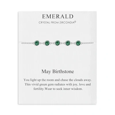 Afbeelding van Philip Jones Mei Birthstone armband gemaakt met smaragdgroene Zirkondia® kristallen, 7.09 inches, Kristal, Kristal