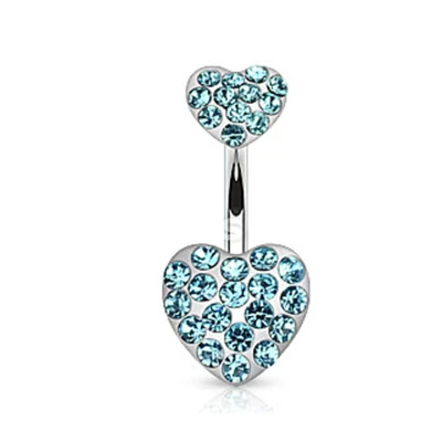 Afbeelding van Navelpiercing dubbele hart aqua