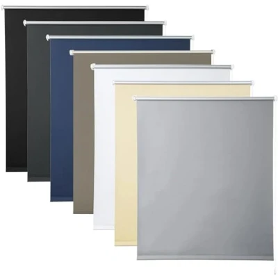 Afbeelding van WOLTU Verduisterend rolgordijn voor binnen, Klemmfix, zonder boren, zonnewering, met klemmen en trekkoord ramen deuren, 70 x 120 cm, grijs