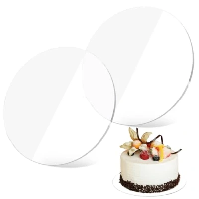 Afbeelding van Nivofu 2 STKS Cake Panel Cirkel Clear Acryl Vellen Botercrème Schijven Transparante Bases Display Stands Ronde Plastic Blad voor Bakken Schilderijen DIY Verjaardag 20cm