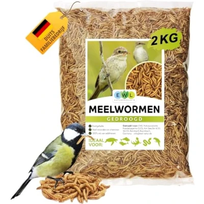 Afbeelding van EWL Naturprodukte Gedroogde meelwormen 2 kg komt overeen met 13 liter. Insectensnack voor vogels, vissen, schildpadden, knaagdieren en reptielen