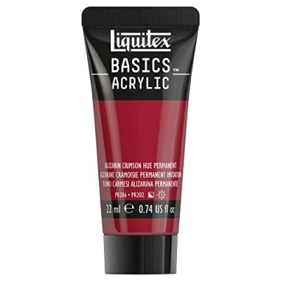 Afbeelding van Liquitex 8870440​ Basics acrylverf Alizarinkarmesein permanente kleur​, 22 ml tube, lichtecht, waterbestendig, voor het schilderen en decoreren van hout, metaal, keramiek, kunststof, canvas