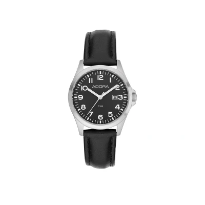 Afbeelding van Adora AB6682 Dameshorloge Titanium Zwart Leer Ø31mm