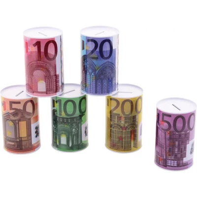 Afbeelding van Spaarpot blik 500 euro biljet 8 x 15 cm Spaarpotten