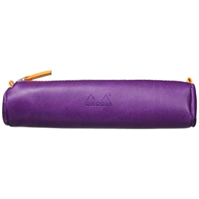 Afbeelding van Rhodia 318990C rond etui (21,5 x 5 cm, kunstleer, elegant en praktisch, ritssluiting handgreep, ideaal voor onderweg), 1 stuk, violet