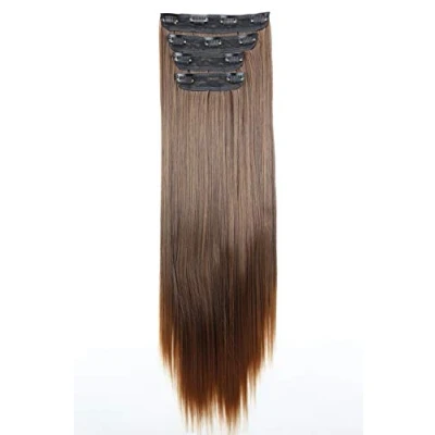 Afbeelding van CAISHA XXL 4 Delige Set Clip In Extensions Haarverlenging Haarstukje Volumineus Glad Bruin Mix CES305