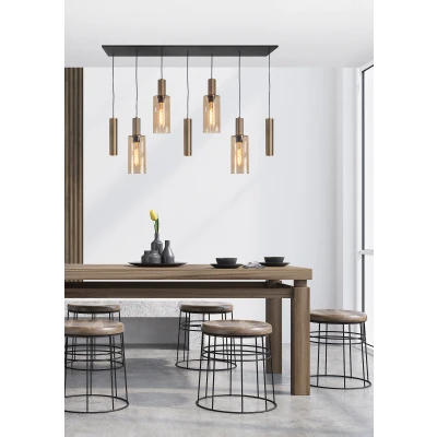 Afbeelding van Highlight Hanglamp Perugia 4+3 lichts L 130 cm zwart amber