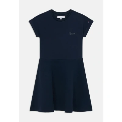 Afbeelding van Tommy Hilfiger Spacer Interlock Dress Jerseyjurk voor kinderen, Maat: 98, Dark night navy
