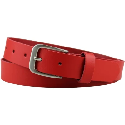 Afbeelding van Fana Belts Leren Riem Rood Nette Broekriem Heren Taillemaat 90