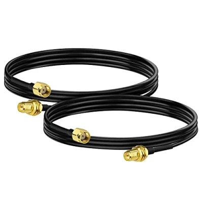 Afbeelding van Bingfu RP SMA Male to Female Bulkhead Mount RG174 WiFi Antenna Extension Coaxial Cable 1m (2 Pack) for Wireless Mini PCI Express PCIE Network Card Adapter Router Gateway
