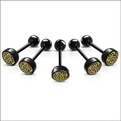 Afbeelding van Aramat Jewels Tongpiercings Bioplast Tongpiercing met Dierenhuid Motief Tijger Rood