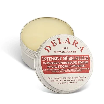 Afbeelding van DELARA Intensieve meubelverzorging, zeer hoogwaardige meubelwas met bijenwas en kokosolie, 75 ml, kleurloos Made in Germany