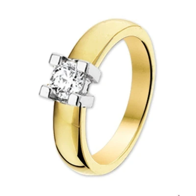 Afbeelding van Bicolor gouden ring met diamant 0.25 crt