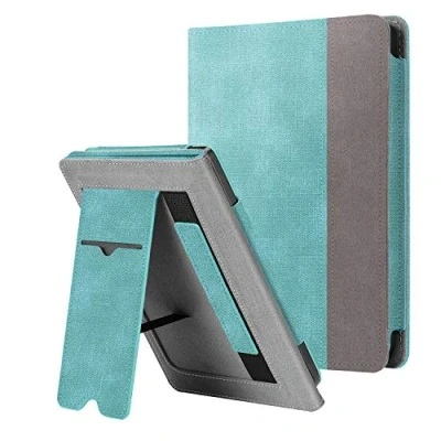 Afbeelding van Fintie Hoes voor Tolino Shine 3 2018 / Kobo Clara HD/Kobo Nia Premium PU Leather Stand Case Protective Cover met Kaartvak Polsband Slaap/Wek Functie, Denim Turkoois
