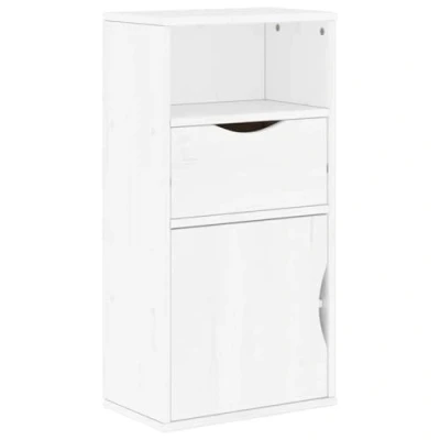 Afbeelding van vidaXL Bijzetkast met lade ODDA 40x24x79 cm massief grenenhout wit