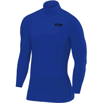 Afbeelding van TCA Mannen SuperThermal Compressie Basislaag Voetbal Hardloop Top Lange Mouw Thermisch Mock Neck Helderblauw, XXL