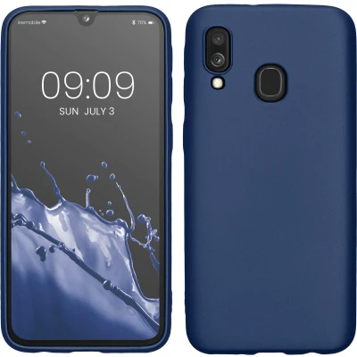 Afbeelding van kwmobile telefoonhoesje geschikt voor Samsung Galaxy A40 Hoesje smartphone Back cover in metallic blauw