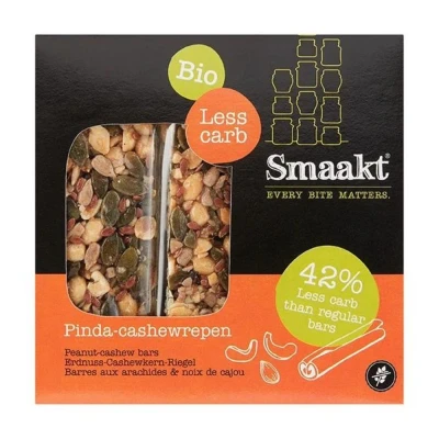 Afbeelding van Smaakt Less Carb Pinda Cashewrepen 75GR