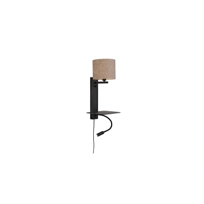 Afbeelding van ​it’s about RoMi Wand /Leeslamp Florence Plank+Usb Donkerlinnen