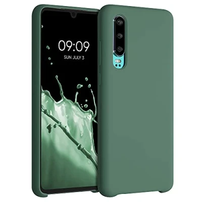 Afbeelding van kwmobile telefoonhoesje geschikt voor Huawei P30 Hoesje met siliconen coating Smartphone case in dennengroen